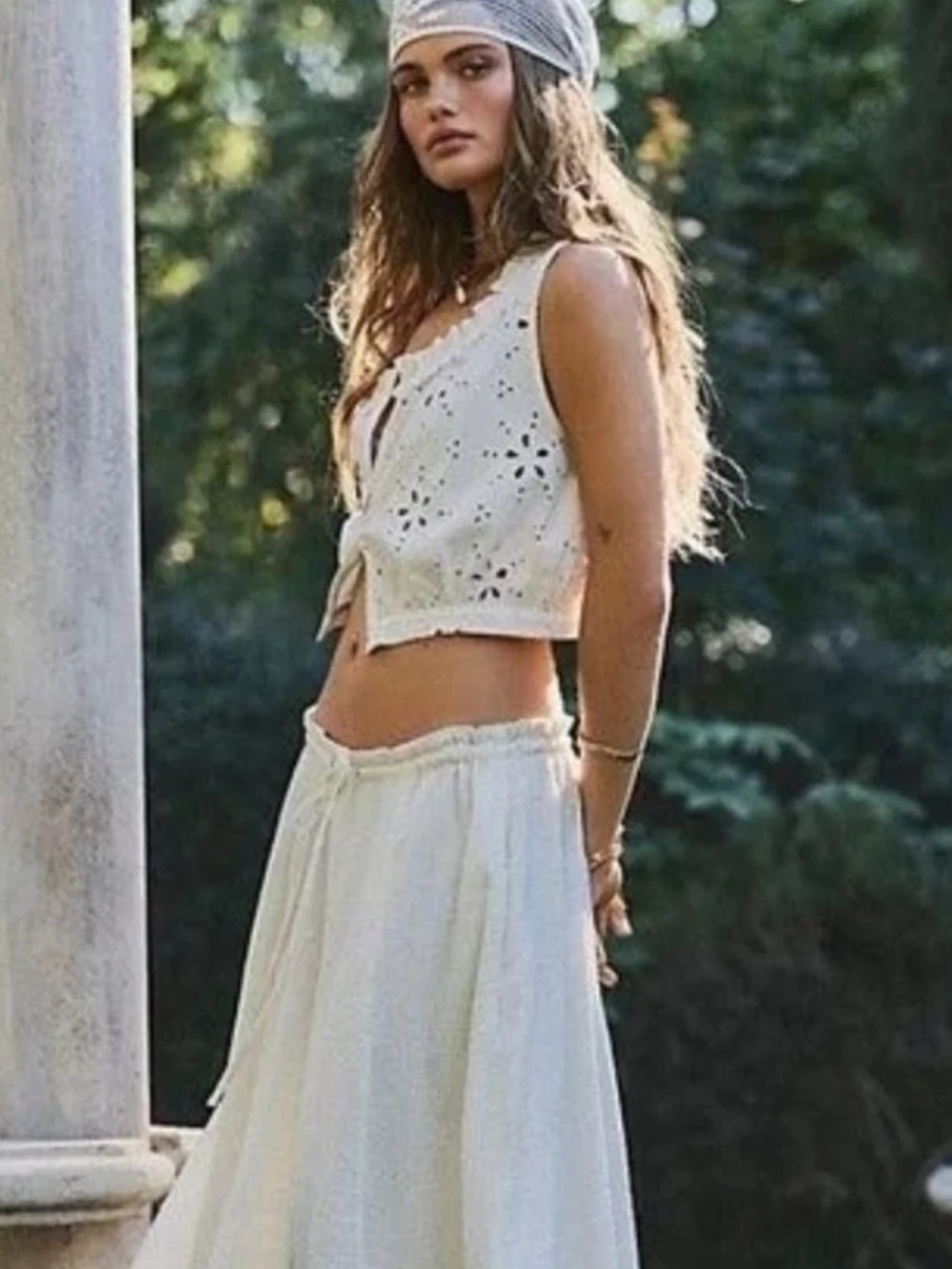 Free People Madelyn Cotton Tank White Sugar